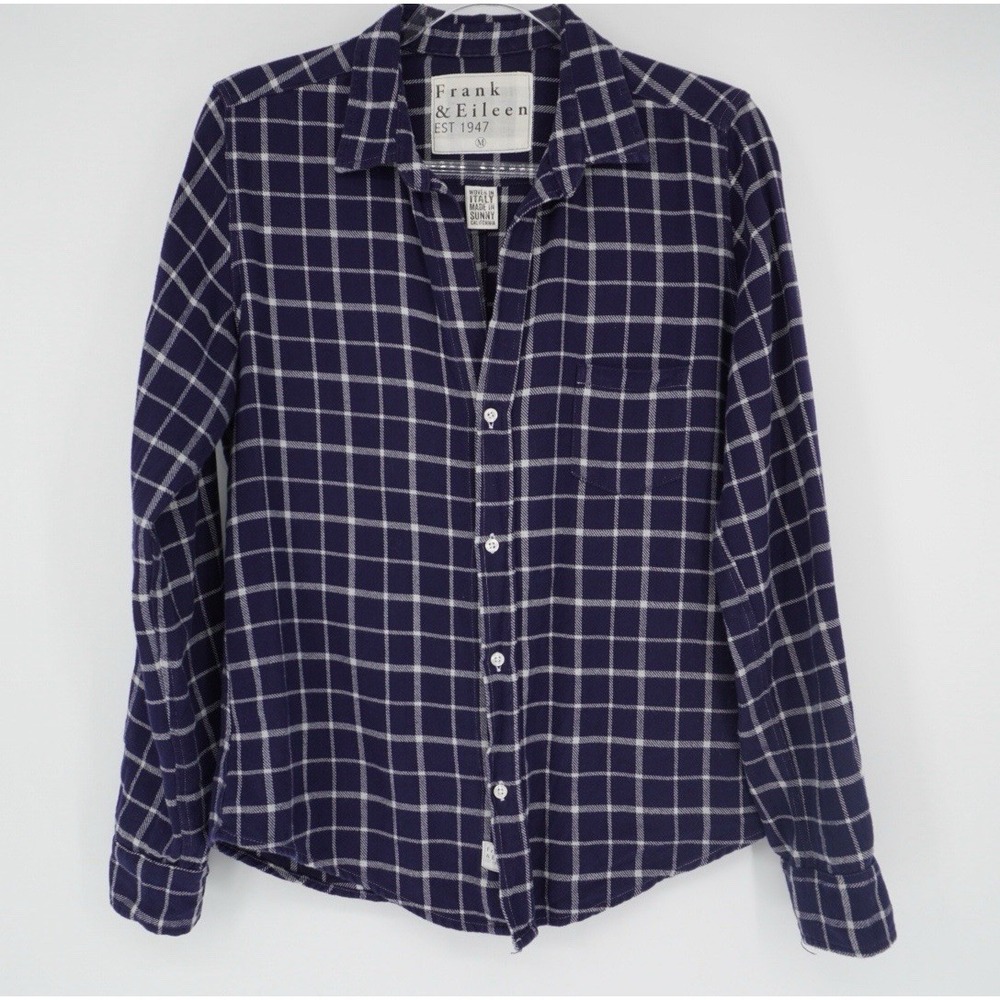 Frank & Eileen Shirt Barry Button-Up Top BluePlaid Cotton Medium Preppy